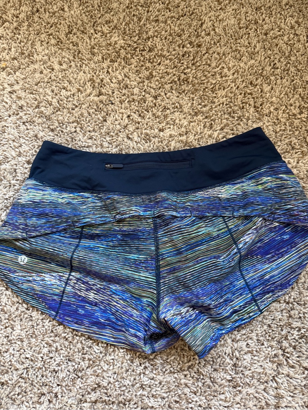 lululemon athletica Women’s Navy and Blue Multi-Stripe Athletic Shorts